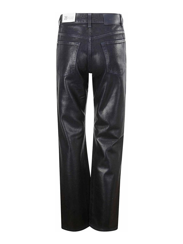Pantaloni Blu Effetto Cerato