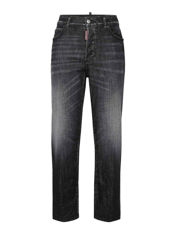 Jeans Scoloriti A Gamba Dritta Con 5 Tasche