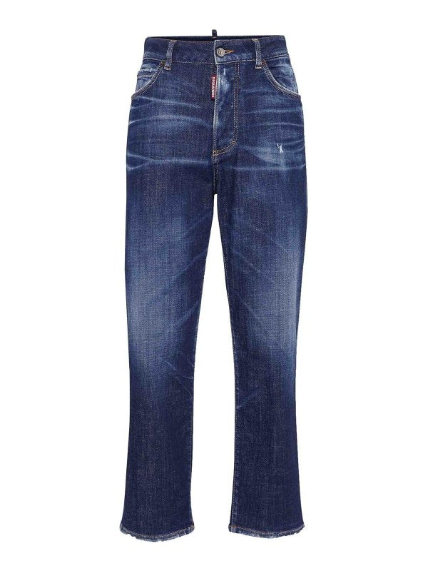 Jeans A Gamba Dritta Sbiaditi Con 5 Tasche
