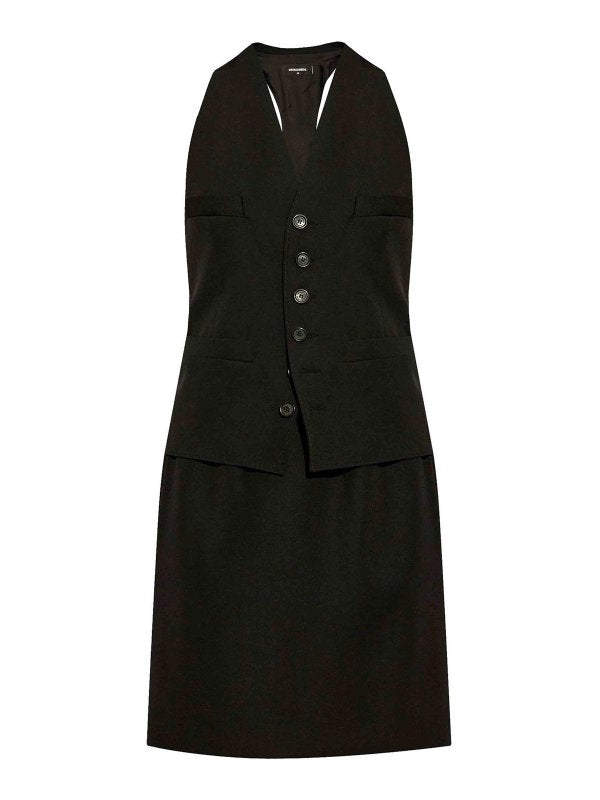Vestito In Lana Con Scollo A V