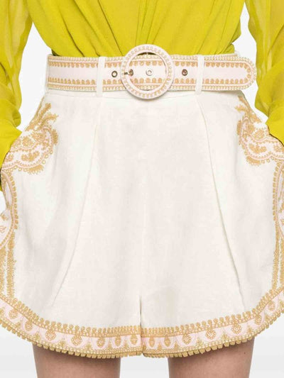 Pantaloncini Di Lino Ricamati