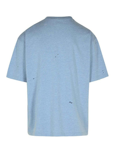 T-shirt Azzurra In Misto Cotone
