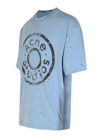 T-shirt Azzurra In Misto Cotone