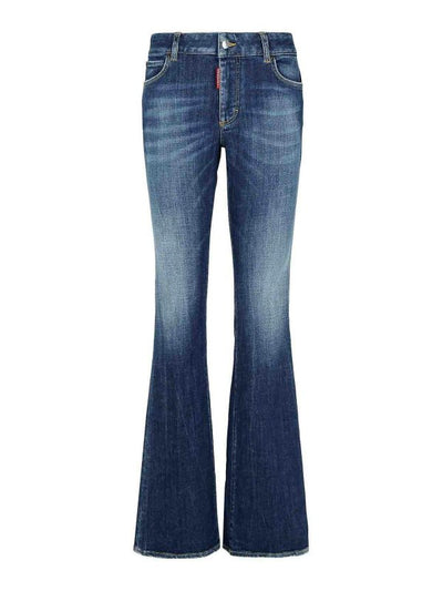Jeans In Denim Blu Scuro Svasati