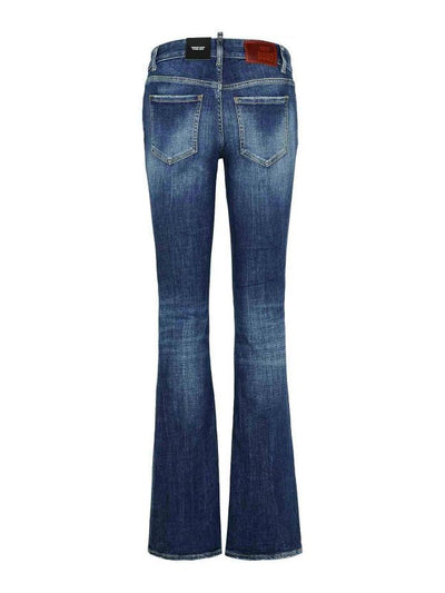 Jeans In Denim Blu Scuro Svasati