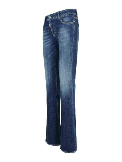 Jeans In Denim Blu Scuro Svasati