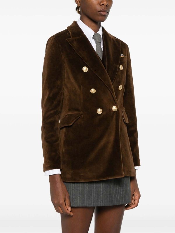Blazer Doppiopetto In Velluto Marrone