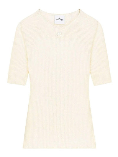 Top Solare In Cotone E Lana Con Logo Ricamato