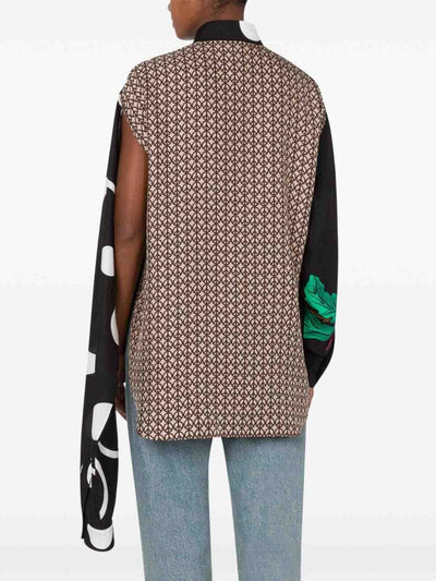 Camicia In Seta A Maniche Lunghe Asimmetriche