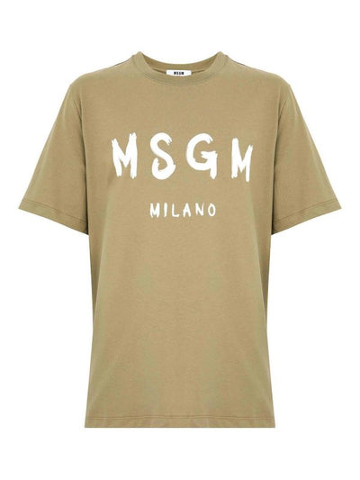 T-shirt Verde In Cotone Con Stampa Logo