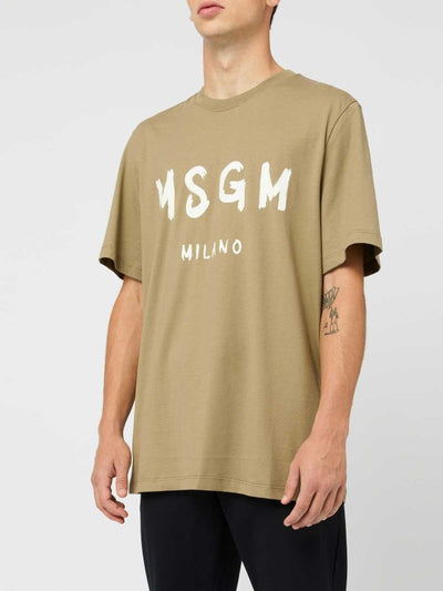 T-shirt Verde In Cotone Con Stampa Logo