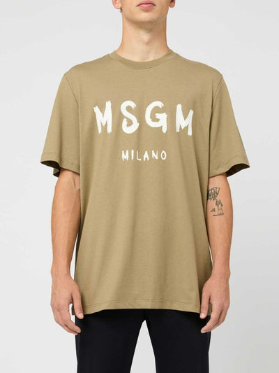 T-shirt Verde In Cotone Con Stampa Logo