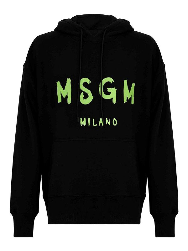 Felpa In Cotone Con Cappuccio E Logo Verde
