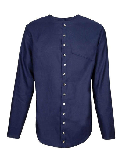 Camicia Lunga In Lino Colore Blu