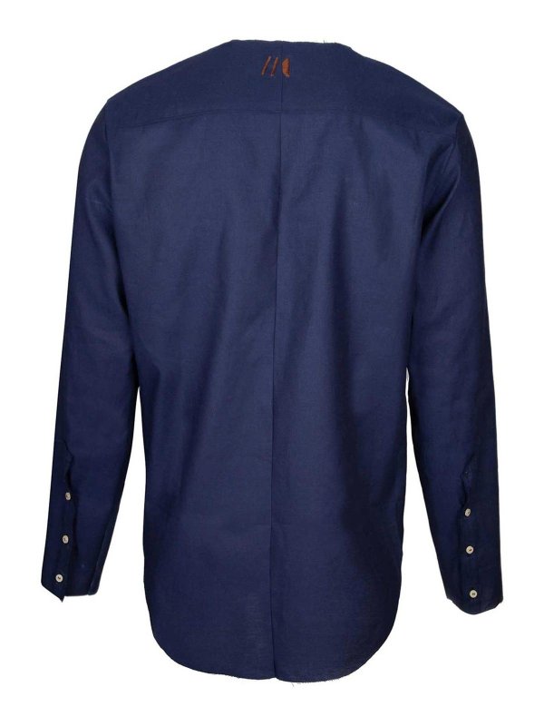 Camicia Lunga In Lino Colore Blu