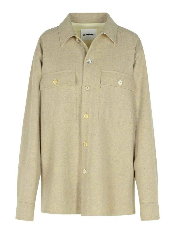 Camicia Beige In Lana Vergine