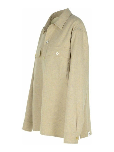Camicia Beige In Lana Vergine