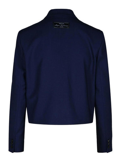 Blazer Corto In Lana Vergine Blu Scuro