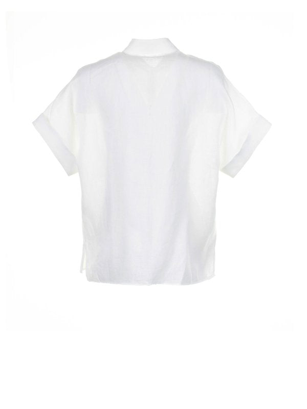 Camicia Bianca A Mezza Manica In Lino