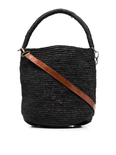 Borsa A Secchiello Nera In Rafia