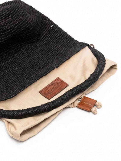 Borsa A Secchiello Nera In Rafia