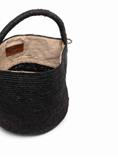 Borsa A Secchiello Nera In Rafia