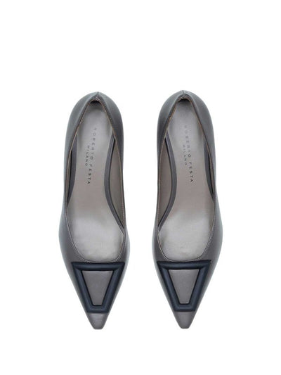 Décolleté Grigio In Pelle