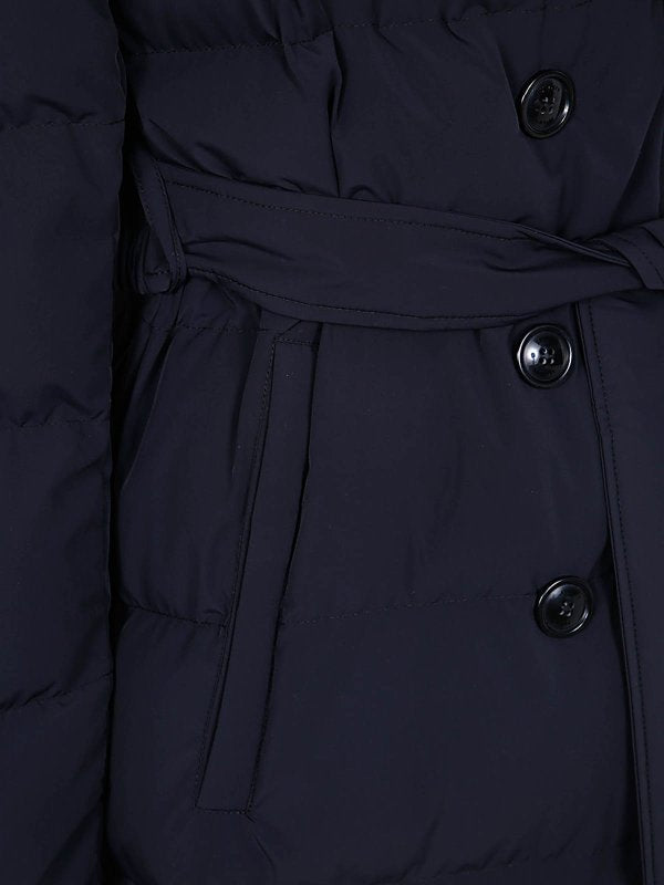 Piumino Lungo Revers Con Cintura