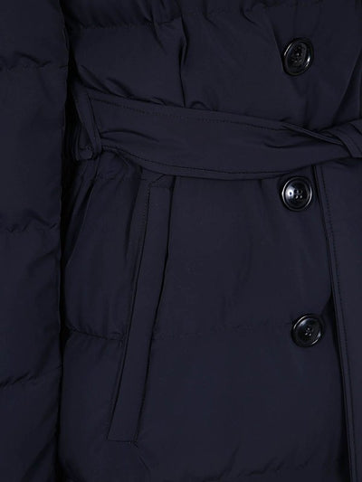 Piumino Lungo Revers Con Cintura