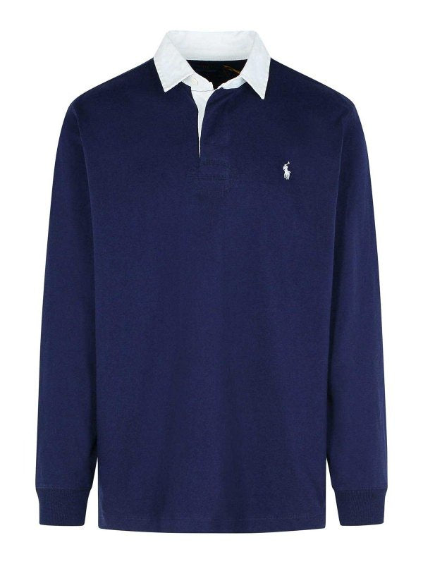 Maglione Rugby In Cotone Blu Scuro