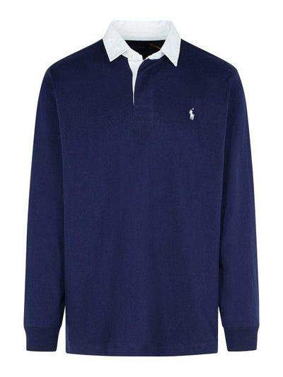 Maglione Rugby In Cotone Blu Scuro