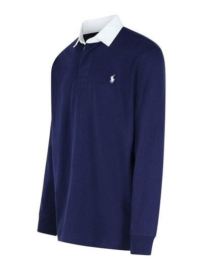 Maglione Rugby In Cotone Blu Scuro