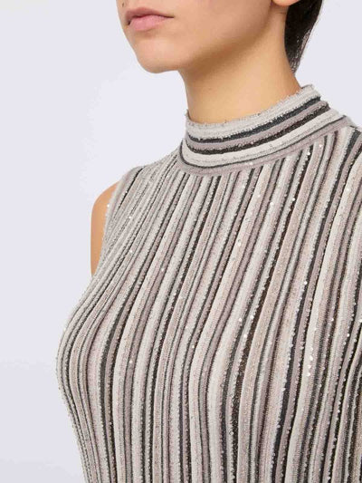 Abito Lungo A Righe Lurex