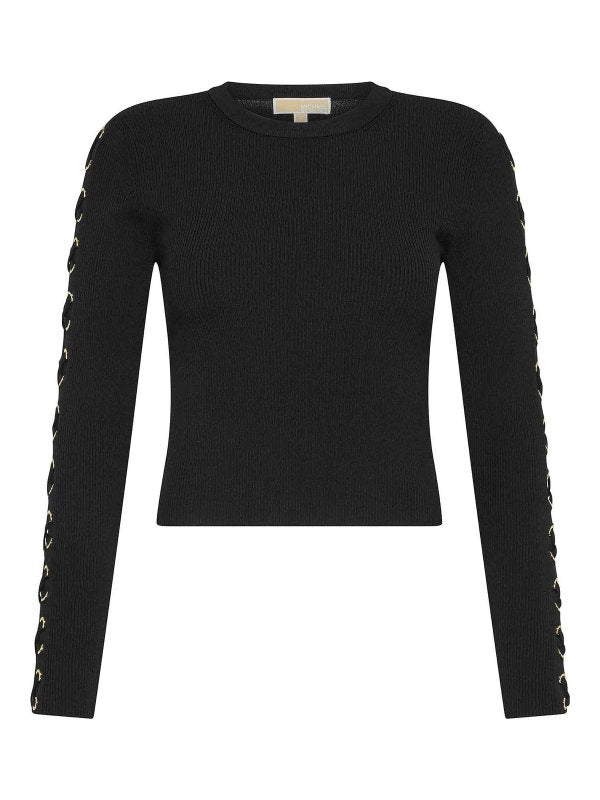 Top In Maglia A Costine Con Lacci
