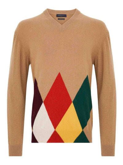 Maglione In Lana Con Motivo A Rombi