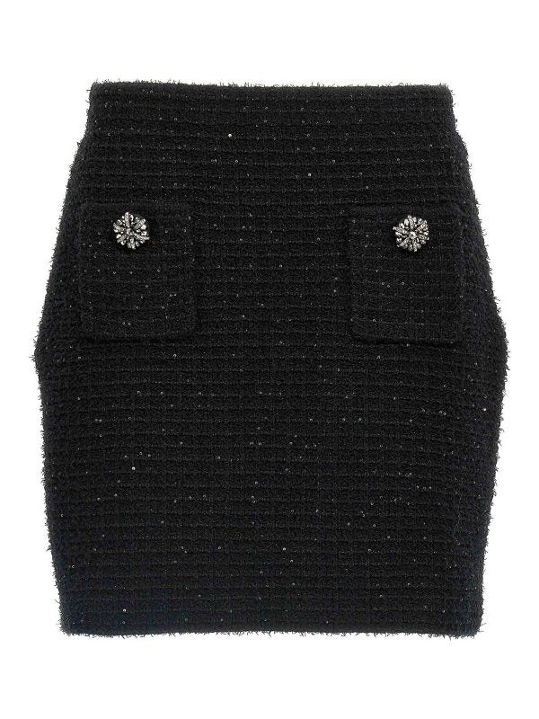 Minigonna In Maglia Testurizzata Nera