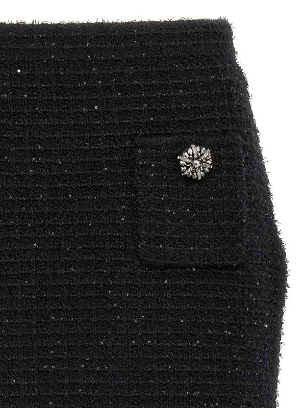 Minigonna In Maglia Testurizzata Nera