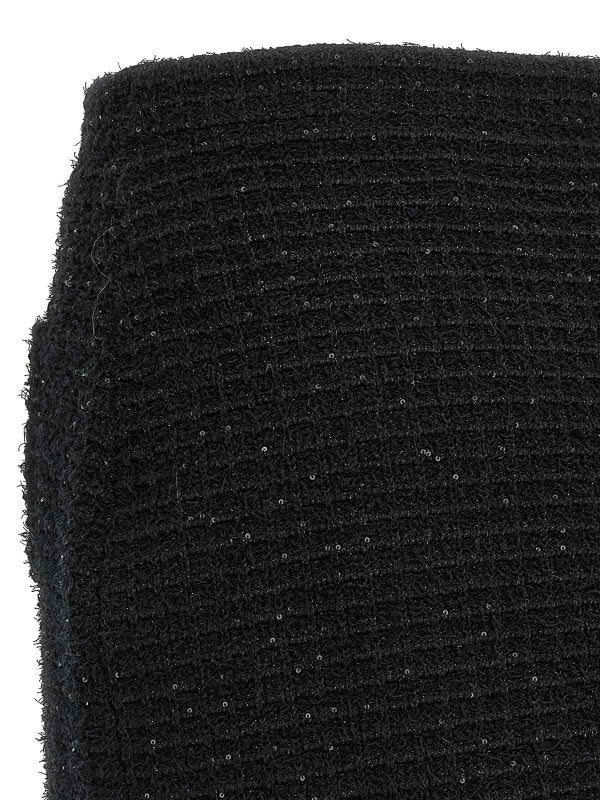 Minigonna In Maglia Testurizzata Nera