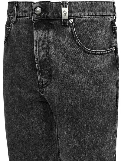 Jeans Baggy In Denim Di Cotone Nero Sbiadito
