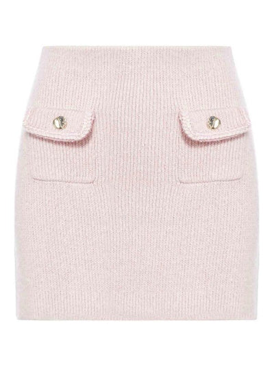 Gonna In Maglia Merino Rosa Melange