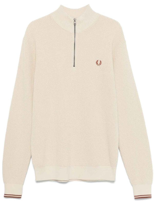 Maglione Con Mezza Zip In Punto Waffle