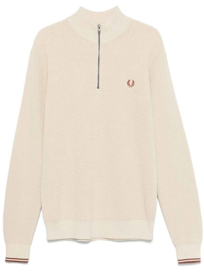 Maglione Con Mezza Zip In Punto Waffle