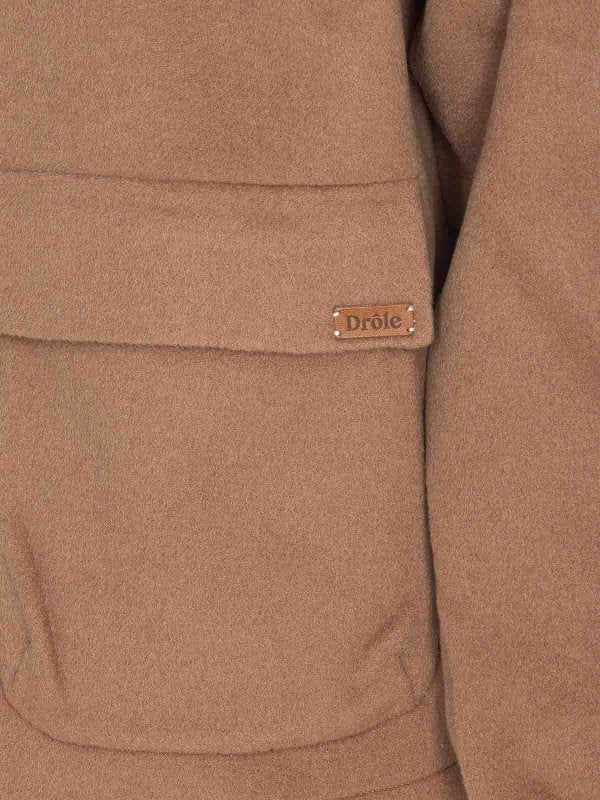 Felpa Con Cappuccio E Zip Beige Cammello