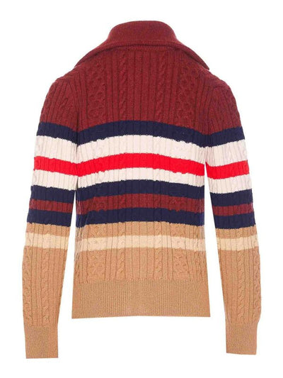 Cardigan A Righe In Ciliegio