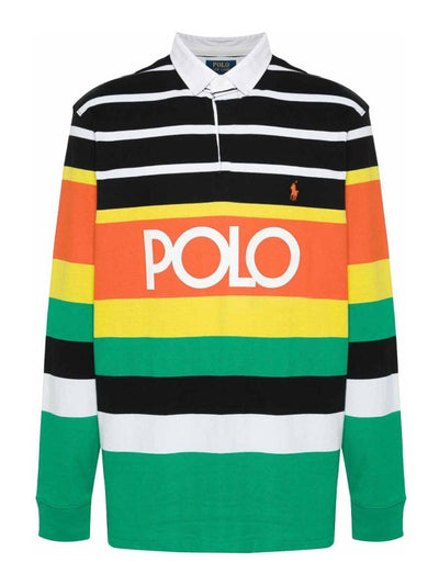 Polo Lavorata A Maglia Con Logo Stampato