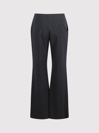 Pantalone Gessato Con Coating Lucido