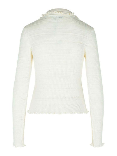 Cardigan In Cotone Bianco A Coste