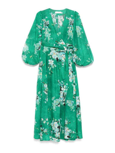 Vestito A Portafoglio Floreale Verde Everley