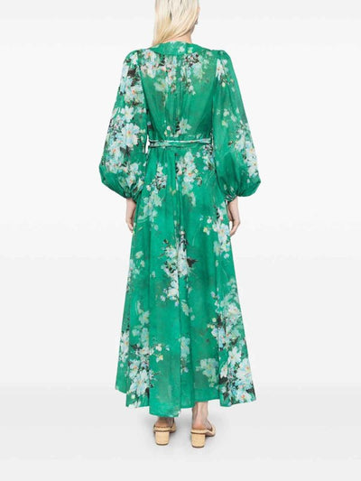 Vestito A Portafoglio Floreale Verde Everley