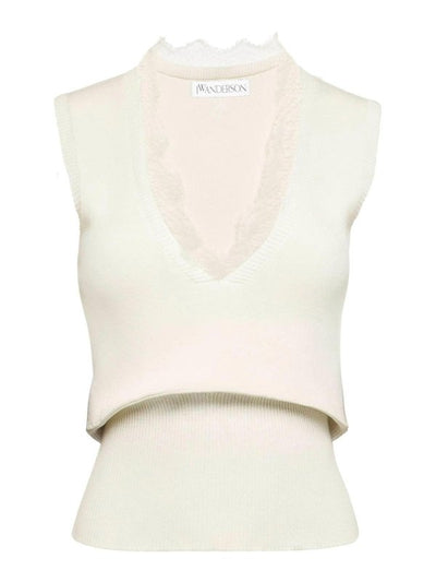 Gilet Con Scollo A V Con Finiture In Pizzo